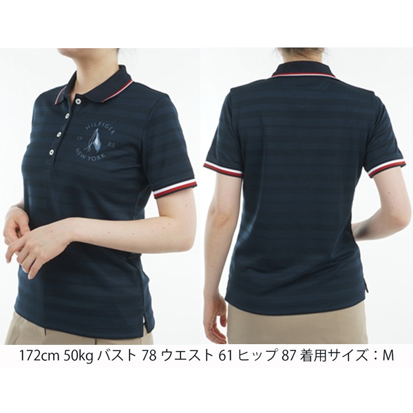 トミーヒルフィガー ゴルフレディース 倶楽部ロゴタイプ ワンポイント半袖スポーツシャツ TOMMY HILFIGER  THLA523 2025年春夏ひな型