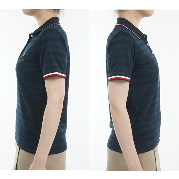 トミーヒルフィガー ゴルフレディース 倶楽部ロゴタイプ ワンポイント半袖スポーツシャツ TOMMY HILFIGER  THLA523 2025年春夏ひな型