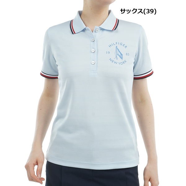 トミーヒルフィガー ゴルフレディース 倶楽部ロゴタイプ ワンポイント半袖スポーツシャツ TOMMY HILFIGER  THLA523 2025年春夏ひな型