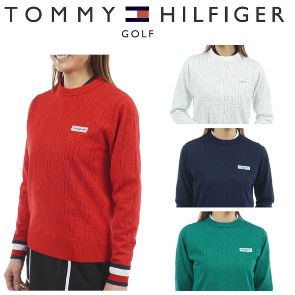 トミーヒルフィガー ゴルフ レディースドットロゴ クルーネックニット   GOLF THLA565 2025年秋冬モデル