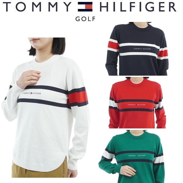 トミーヒルフィガー ゴルフ レディースフロントロゴ クルーネックニット   GOLF THLA566 2025年秋冬モデル