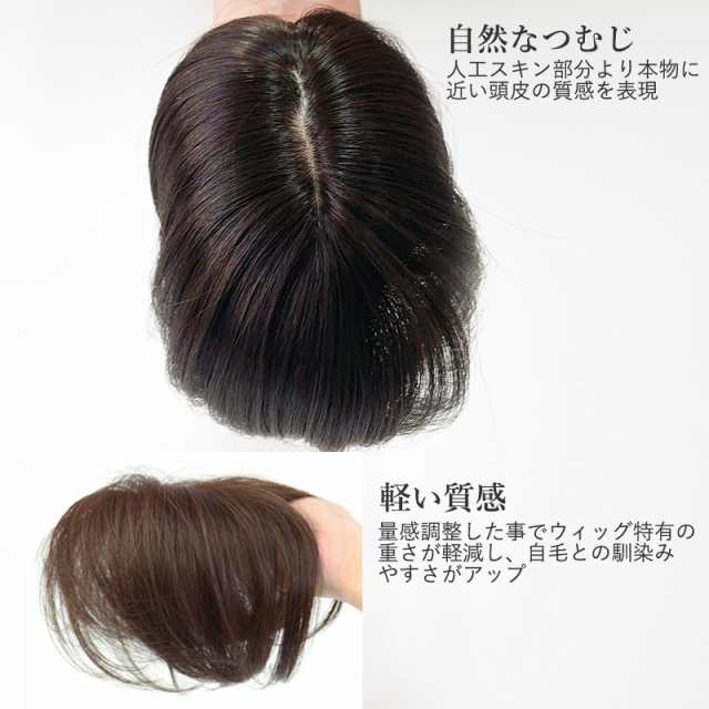 白髪隠しウィッグ 分け目タイプ ST-005 部分ウィッグ カバーピース ヘアピース つけ髪 頭頂部 自然 ミセス 女性用 部分かつら 婦人 レ