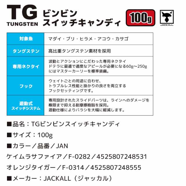 JACKALL TGビンビンスイッチキャンディ 100g ドテラキャスティング