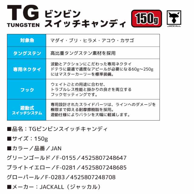 JACKALL TGビンビンスイッチキャンディ 150g ドテラキャスティング