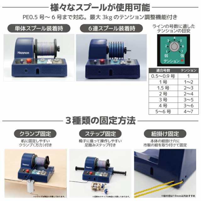 ライン巻き取り機 電動ラインワインダー YH-800 Hapyson 山田電機工業