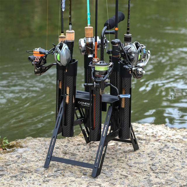 ゴメクサス エリアトラウト用 ロッドスタンド ブラック アルミ