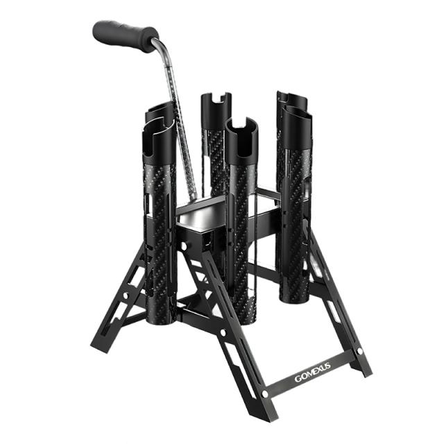 ゴメクサス エリアトラウト用 ロッドスタンド ブラック アルミ カーボン 軽量 折りたたみ式 RR210-BK 収納本数6本 GOMEXUS 釣り具 ゴメクサス エリアトラウト用 ロッドスタンド ブラック アルミ