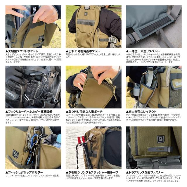 ライフジャケット 釣り ブルーストーム BLUESTORM レバンテ 2.0 L2-BSJ45 ゲームベスト フィッシングベスト 固型式 レジャー用 L2 高階救命器具 救命胴衣 ウェーディング シーバス 大人用 フローティングベスト_2