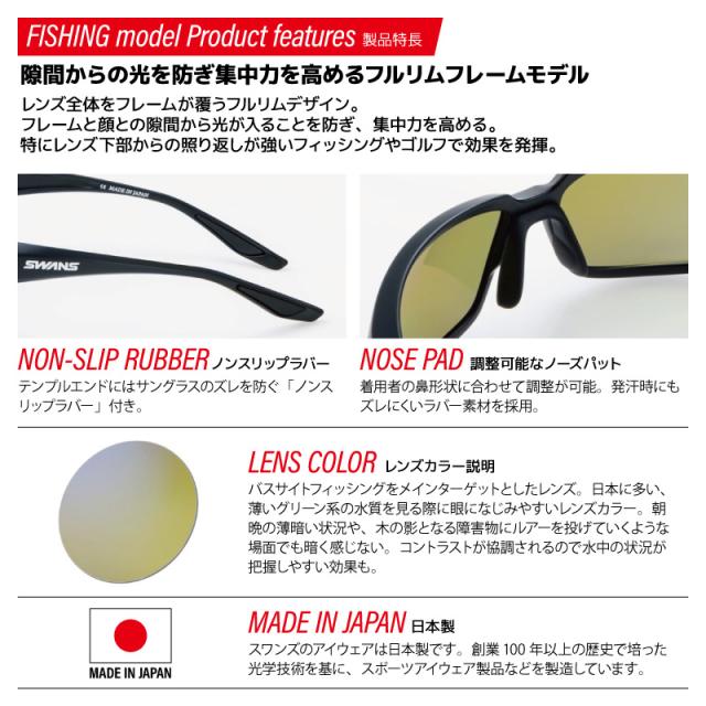 偏光サングラス WARRIOR-8 WA8 釣り ULTRA LENS フルリムフレーム 0167 or 0168 UVカット ゴルフ フィッシング スワンズ 専用ケース+メガネ拭き付_8