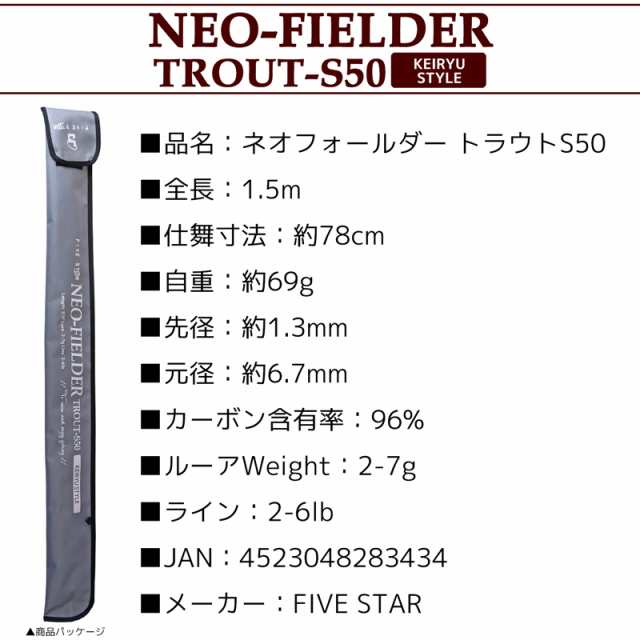 ネオフィールダー トラウトs50 渓流スタイル 全長1 5m ルアー2 7g ライン2 6lb Five Star 渓流ロッド 釣り竿の通販はau Pay マーケット ライフジャケット釣り具アクアビーチ