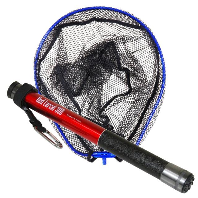 カーボン ランディングシャフト & ネットセット Red Larcal300 + ランディングネットS 青(190141-bl)｜オカッパリ ランディング シャフト ポール ネット タモ 網 玉の柄 アジング メバリング アジ メバル チヌ ブラックバス バス 池 堤防釣り