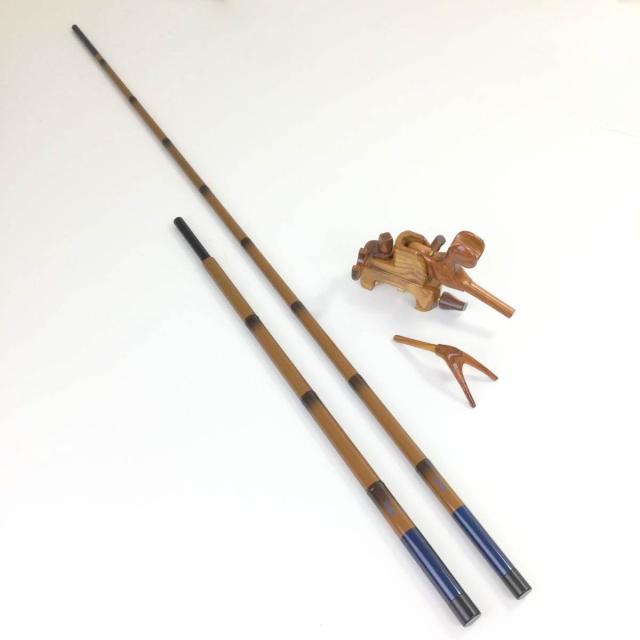 【コミ未調整商品】18'芳技(よしわざ) 竿掛け 1本半物 口巻＋大砲万力 カリン (小型)セット (40104-20022set) ｜ヘラブナ へらぶな へら ヘラセット 竿掛け 万力セット 弓万力