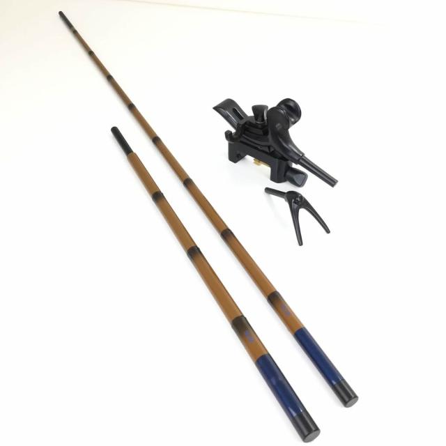【コミ未調整商品】18'芳技(よしわざ) 竿掛け 1本半物 口巻＋弓万力 コクタン(中型)セット (40104-20029set)｜ヘラブナ へらぶな へら ヘラセット 竿掛け 万力セット 弓万力