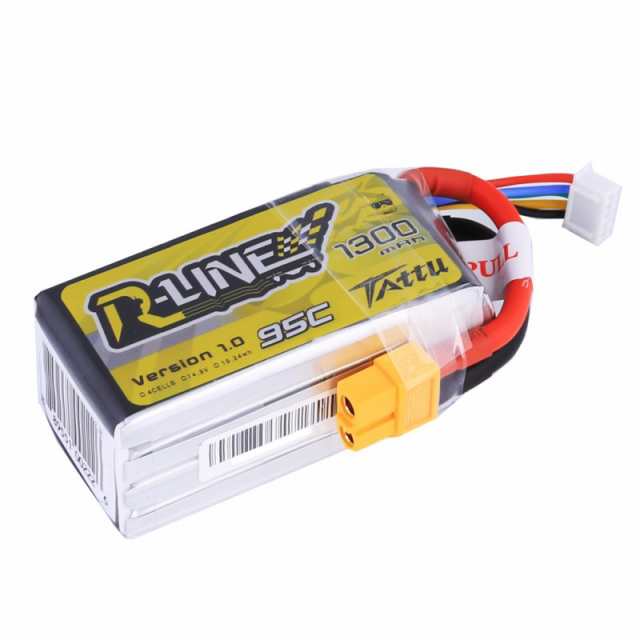 TATTU製 14.8V 1300mAh 95C 4S 高性能 バッテリー ワルケラ F210 F2103D Furious215 DTS Q220 など対応 (ta-95c-1300-4s1p-xt60)｜ラジコの通販は