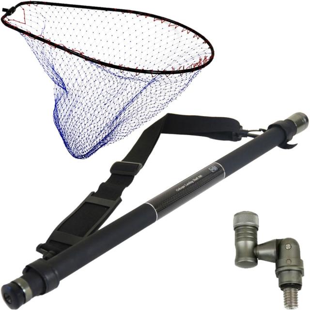 GOKUSPE(ゴクスペ) Evo-TooL(エボツール) 5ｍ ランディングネットL ナイロン網 3点セット ブラック (landingset-217)｜ランディングネット L 玉網 タモ
