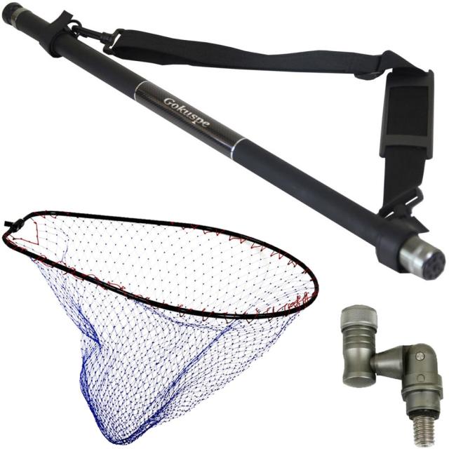 GOKUSPE(ゴクスペ) Evo-TooL(エボツール) 4ｍ ランディングネットL ナイロン網 3点セット ブラック (landingset-218)｜ランディングネット L 玉網 タモ