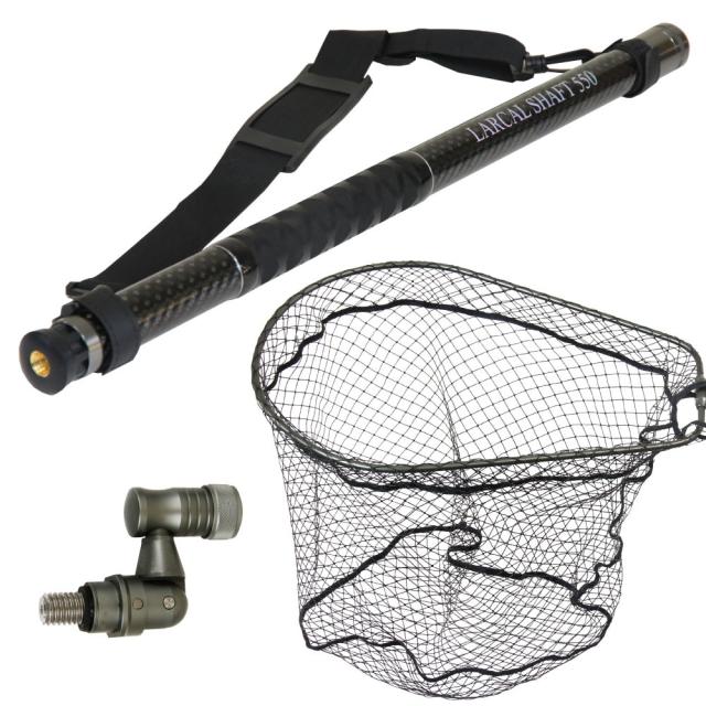 おり釣具 カーボン玉の柄 ラーカルシャフト ランディングネット(タモ網)セット 5.5M ネットサイズL  強化フレーム ラバーネット (netset-002)｜オカッパリ ランディング ポール ロング シャフト 柄 ギャフ 磯玉 チヌ グレ シーバス スズキ イカ エギング 磯 波止 海 釣り