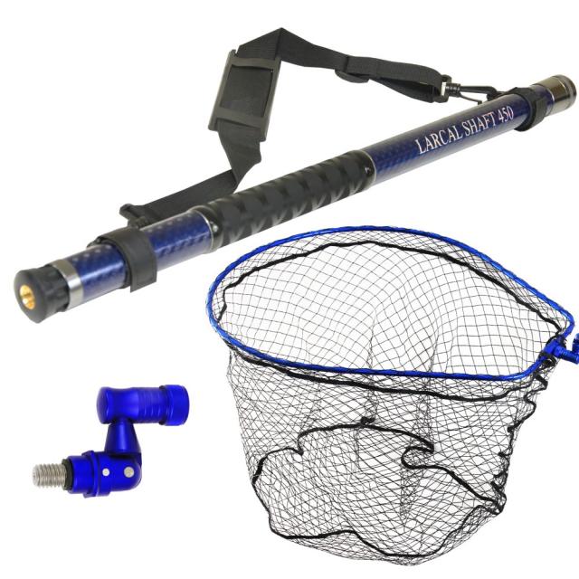 おり釣具 カーボン玉の柄 ラーカルシャフト ランディングネット(タモ網)セット 4.5M ネットサイズL  強化フレーム ラバーネット (netset-004)｜オカッパリ ランディング ポール ロング シャフト 柄 ギャフ 磯玉 チヌ グレ シーバス スズキ イカ エギング 磯 波止 海 釣り