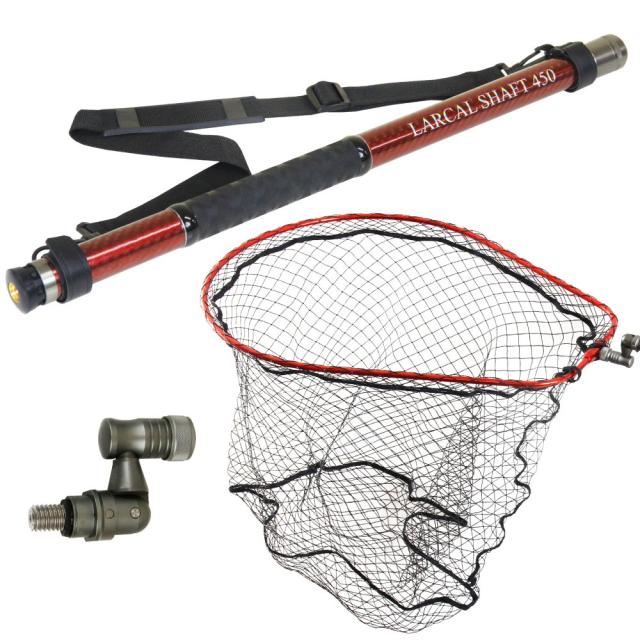 おり釣具 カーボン玉の柄 ラーカルシャフト ランディングネット(タモ網)セット 4.5M ネットサイズL  強化フレーム ラバーネット (netset-004)｜オカッパリ ランディング ポール ロング シャフト 柄 ギャフ 磯玉 チヌ グレ シーバス スズキ イカ エギング 磯 波止 海 釣り