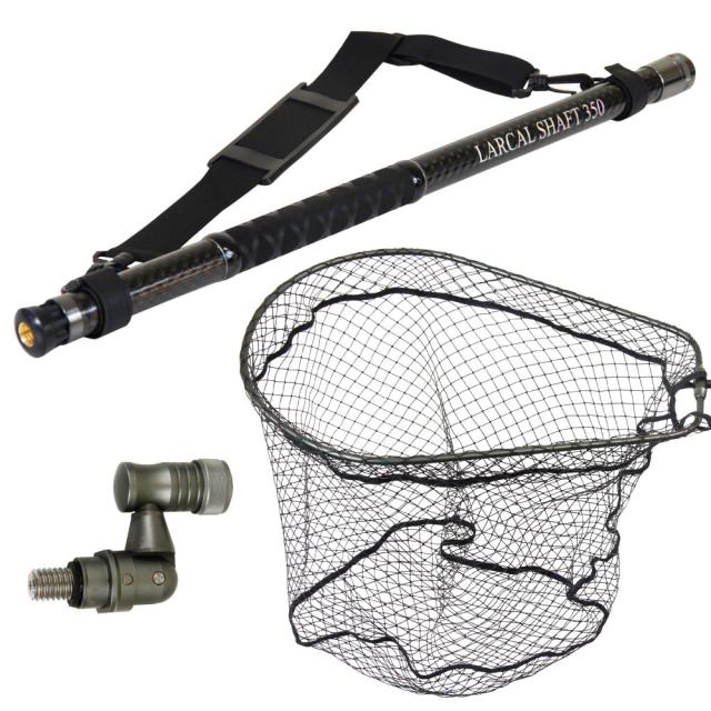 おり釣具 カーボン玉の柄 ラーカルシャフト ランディングネット(タモ網)セット 3.5M ネットサイズL 強化フレーム ラバーネット (netset-006)｜オカッパリ ランディング ポール ロング シャフト 柄 ギャフ 磯玉 チヌ グレ シーバス スズキ イカ エギング 磯 波止 海 釣り
