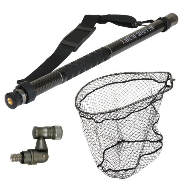 おり釣具 カーボン玉の柄 ラーカルシャフト 折りたたみランディングネット(タモ網)セット 5.5M サイズL ガンメタ/ブルー/レッド(netset-014)｜オカッパリ ランディング ポール ロング シャフト 柄 ギャフ 磯玉 チヌ グレ シーバス スズキ イカ エギング 磯 波止 海 釣り