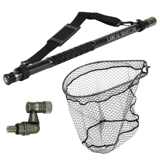 おり釣具 カーボン玉の柄 ラーカルシャフト 折りたたみランディングネット(タモ網)セット 3.5M サイズL ガンメタ/ブルー/レッド(netset-018)｜オカッパリ ランディング ポール ロング シャフト 柄 ギャフ 磯玉 チヌ グレ シーバス スズキ イカ エギング 磯 波止 海 釣り