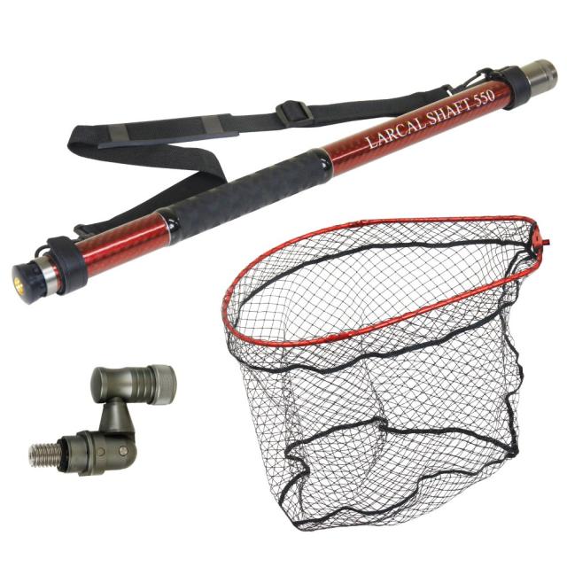 おり釣具 カーボン玉の柄 ラーカルシャフト 折りたたみランディングネット(タモ網)セット 5.5M サイズM ガンメタ/ブルー/レッド(netset-023)｜オカッパリ ランディング ポール ロング シャフト 柄 ギャフ 磯玉 チヌ グレ シーバス スズキ イカ エギング 磯 波止 海 釣り