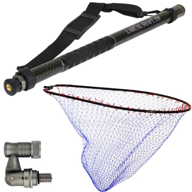 おり釣具 カーボン玉の柄 ラーカルシャフト 5.5m ナイロン ランディングネット L フレーム黒 3点セット 網目３段仕様 (netset-063)｜オカッパリ ランディング ポール ロング シャフト 柄 ギャフ タモ 網 シーバス スズキ イカ エギング 磯 堤防 釣り 目玉商品