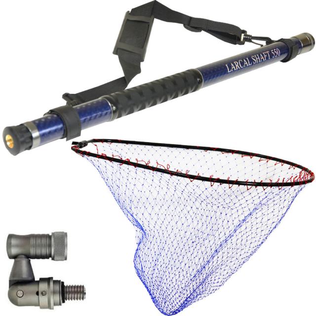 おり釣具 カーボン玉の柄 ラーカルシャフト 5.5m ナイロン ランディングネット L フレーム黒 3点セット 網目３段仕様 (netset-063)｜オカッパリ ランディング ポール ロング シャフト 柄 ギャフ タモ 網 シーバス スズキ イカ エギング 磯 堤防 釣り 目玉商品