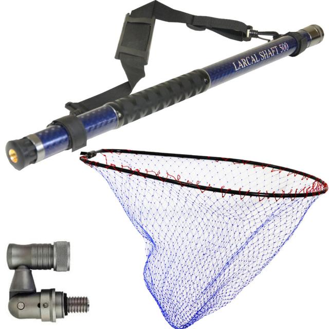 おり釣具 カーボン玉の柄 ラーカルシャフト 5m ナイロン ランディングネット L フレーム黒 3点セット 網目３段仕様 (netset-064)｜オカッパリ ランディング ポール ロング シャフト 柄 ギャフ タモ 網 シーバス スズキ イカ エギング 磯 堤防 釣り 目玉商品