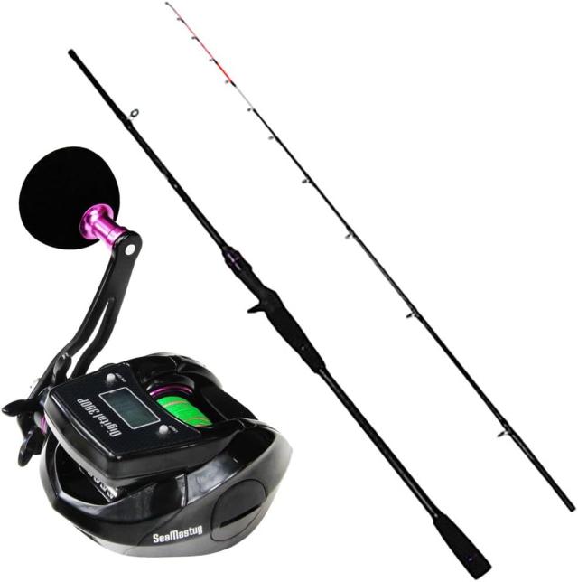 すぐに使える！デジタル龍撃船タチウオ釣りセット龍撃太刀魚テンヤ 180乗せ＆SeaMastug Digital 300P（ori-funeset056）｜デジタルカウンター付き PEライン付き テンヤタチウオ 船タチ  船竿 入門用 ボートロッド