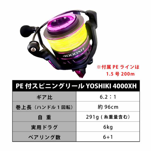 吉樹ショアジギング 962H ＆ YOSHIKI 4000XH PE1.5号200ｍ付 セット (shorejiggiset-49)