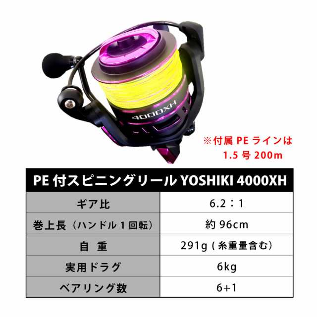 吉樹ショアジギング 962H ＆ YOSHIKI 4000XH PE1.5号200ｍ付 ロッド