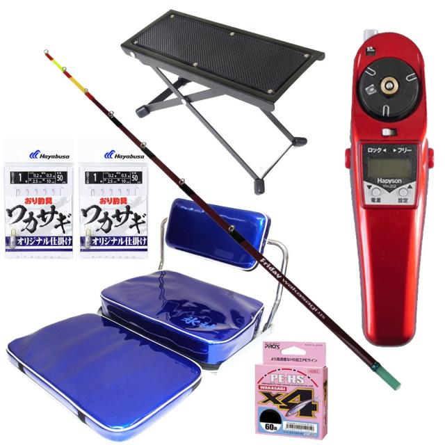 フライデー 電動ワカサギ 6点セット 32cm [穂先32cm+電動リール+仕掛け2枚 ＆ ライン0.2号(60m)+リールテーブル+ワカサギ座椅子](waka-6ten-32set)｜ワカサギ釣り ドーム 船 セット ワカサギ釣り 竿 フルセット 15,698円