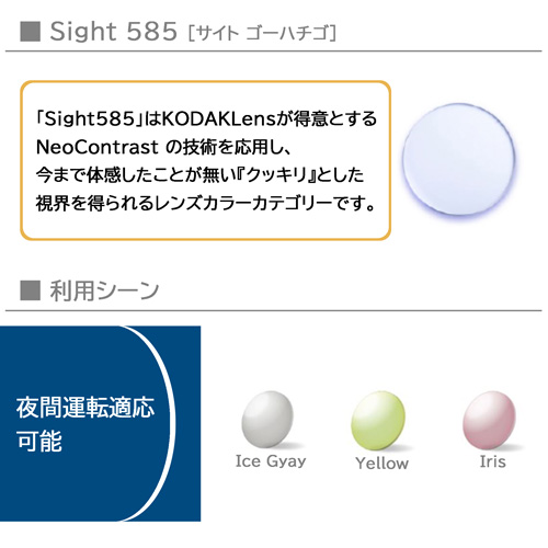 度付き/単焦点/2枚1組 Kodak コダック Sight585 ハイコントラスト