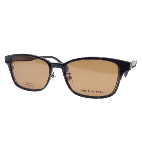 NO LIMITED(ノーリミテッド) メガネ NL59-040 C-2(シャーリングブラウン/ブラウンデミ) 54mm（マグネット式 前掛けサングラス付）_3