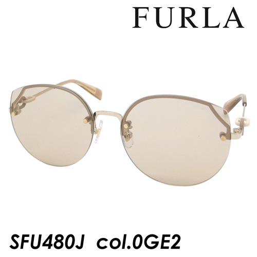 FURLA フルラ サングラス SFU480J col.0GE2 ライトブラウン/ライトベージュ 57mm UVカット