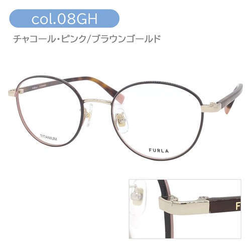 滝沢カレンさん着用モデル FURLA フルラ メガネ VFU575J col.0F78/08GH/0326 49mm TITANIUM チタン ボストン 3colorの通販は