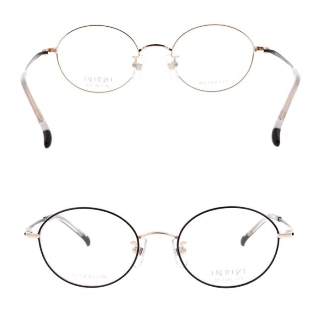 INDIVI インディヴィ メガネ IDF-1125 col.1/2/3/4 47mm チタン レンズ付き レンズセット 調光レンズ 薄型非球面 遠近両用 伊達メガネ 度なし 度付き オーバル 4color