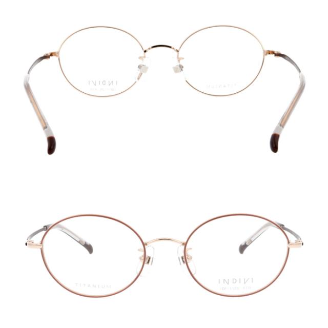 INDIVI インディヴィ メガネ IDF-1125 col.1/2/3/4 47mm チタン レンズ付き レンズセット 調光レンズ 薄型非球面 遠近両用 伊達メガネ 度なし 度付き オーバル 4color