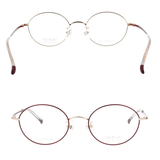 INDIVI インディヴィ メガネ IDF-1125 col.1/2/3/4 47mm チタン レンズ付き レンズセット 調光レンズ 薄型非球面 遠近両用 伊達メガネ 度なし 度付き オーバル 4color