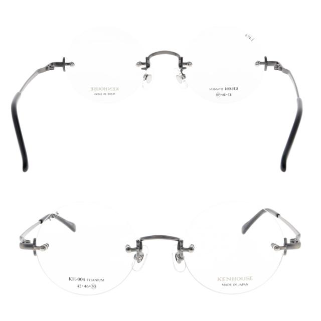 KENHOUSE ケンハウス メガネ KH-004 C-1/2/3/4 50mm TITANIUM 純チタン ラウンド 日本製 鯖江 ふちなし リムレス