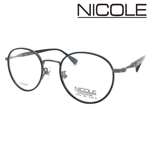 NICOLE ニコル メガネ 13272 col.1/2/3 49mm レンズ付 レンズセット 度なし 伊達メガネ 度付き 遠近両用 累進多焦点 薄型非球面レンズ