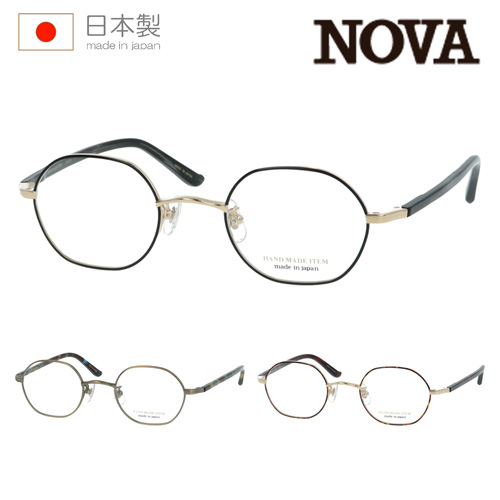 NOVA ノバ メガネ H-3119 C-2/5/8 45mm 日本製 HAND MADE ITEM 3color