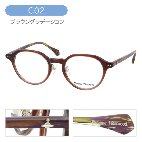 Vivienne Westwood ヴィヴィアン ウエストウッド メガネ 40-0008 C01/02/03 47mm 3color