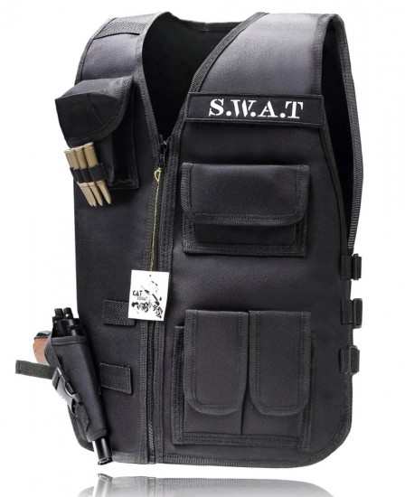 タクティカルベスト ハロウィン コスプレ 仮装 Swat サバゲー サバイバルゲーム 装備 服装 ブラック 軽量型ベスト ホルスター搭載 送料の通販はau Pay マーケット キャットソバット フォリス