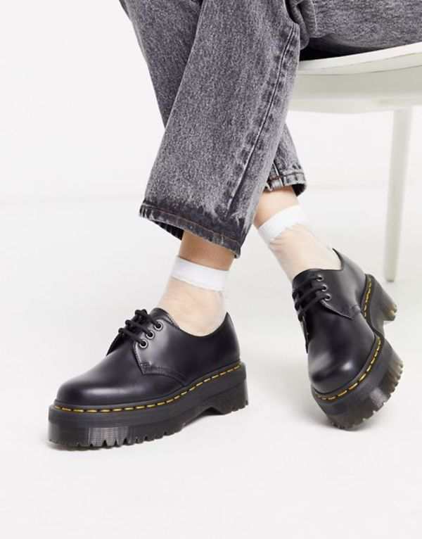 ドクターマーチン レディース スニーカー シューズ Dr Martens 1461 Quad chunky lace up shoes Black smooth