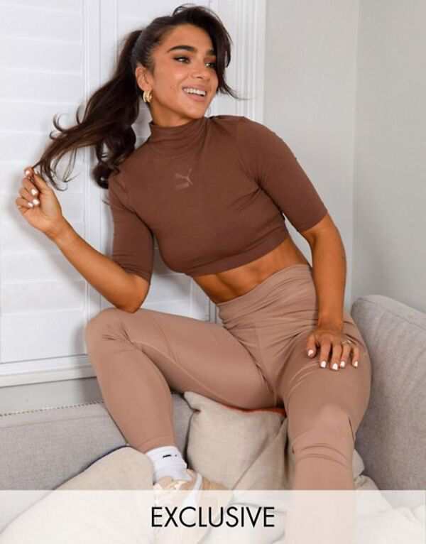 プーマ レディース レギンス ボトムス Puma Training x Stef Fit high waist sculpted leggings in taupe exclusive to ASOS Chantarelleの通販は
