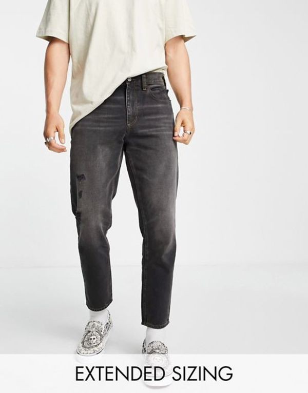 エイソス メンズ デニムパンツ ボトムス ASOS DESIGN classic rigid jeans in washed black with abrasions Washed Black