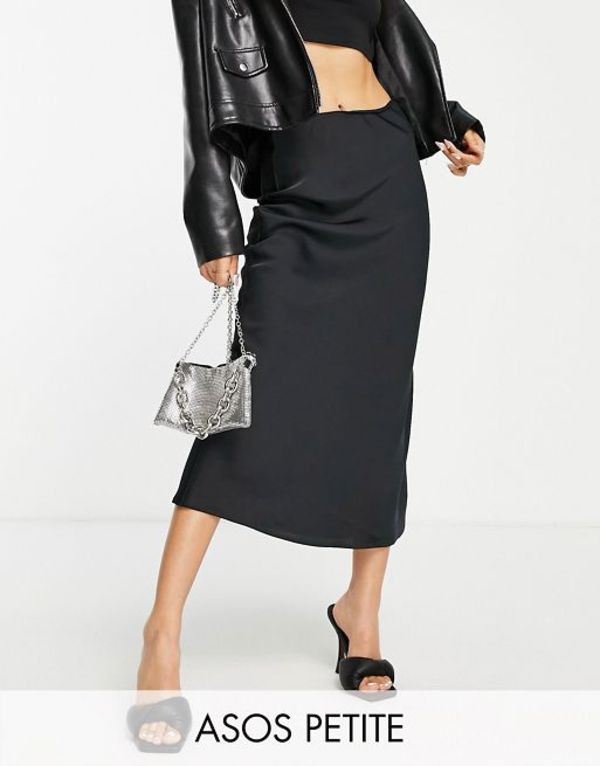 エイソス レディース スカート ボトムス ASOS DESIGN Petite satin bias midi skirt in black Black